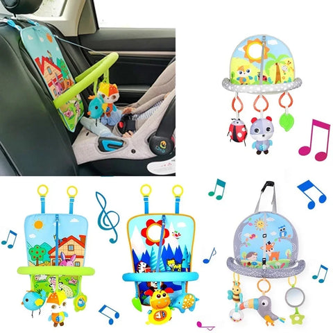 Versatile Infant Activity Center: Baby Car Seat Mirror with Hanging Toys for Safe, Stimulating Travel and Play