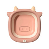 Baby Portable Baths Cartoon Cute Cow Modeling Folding Wash Basin Candy Color Kids Accessories Newborn Child Washbasin Bathroom