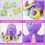 Nuby Floating Purple Octopus with 3 Hoopla Rings Interactive Bath Toy Kids Toddlers
