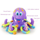 Nuby Floating Purple Octopus with 3 Hoopla Rings Interactive Bath Toy Kids Toddlers