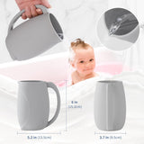 Baby Bath Rinse Cup - Children's Shampoo and Body Wash Rinse Cup with Easy Grip Handle for Rinsing Baby Shampoo and Soap - Food Grade Silicone - Penguin (Blue)