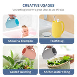 Baby Bath Rinse Cup - Children's Shampoo and Body Wash Rinse Cup with Easy Grip Handle for Rinsing Baby Shampoo and Soap - Food Grade Silicone - Penguin (Blue)