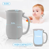 Baby Bath Rinse Cup - Children's Shampoo and Body Wash Rinse Cup with Easy Grip Handle for Rinsing Baby Shampoo and Soap - Food Grade Silicone - Penguin (Blue)