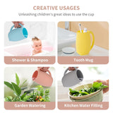 Baby Bath Rinse Cup - Children's Shampoo and Body Wash Rinse Cup with Easy Grip Handle for Rinsing Baby Shampoo and Soap - Food Grade Silicone - Penguin (Blue)