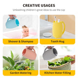 Baby Bath Rinse Cup - Children's Shampoo and Body Wash Rinse Cup with Easy Grip Handle for Rinsing Baby Shampoo and Soap - Food Grade Silicone - Penguin (Blue)