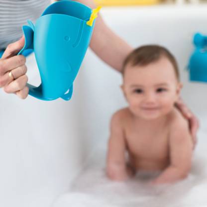 Skip Hop Moby Bath Rinse Cup: Tear-free Waterfall Rinser, Blue Baby Bath Rinser Cup