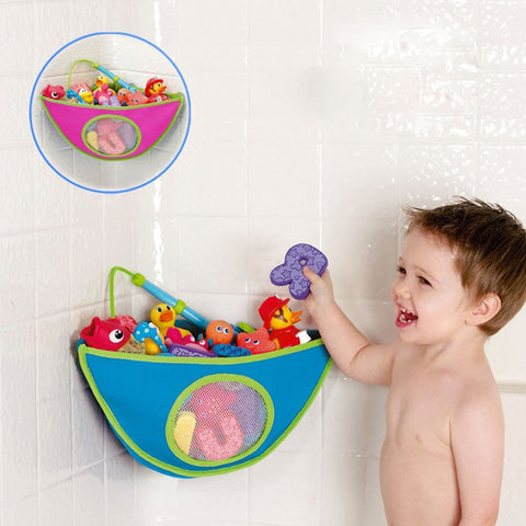 Corner Bath Toy Organizer Baby Toy Mesh Bag Bath Bathtub Doll Organizer Suction Bathroom Bath Toy Stuff